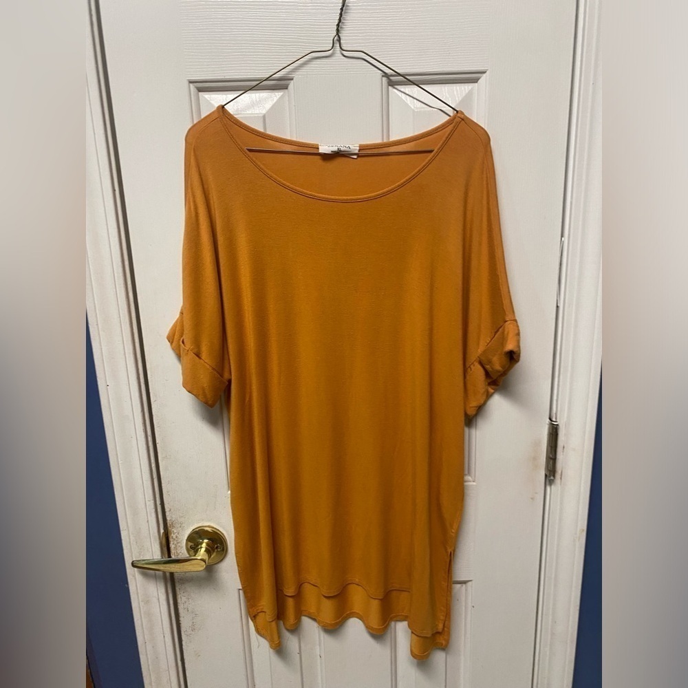 Zenana Plus Size XL Scoop Neck Short Sleeves Soft Stretchy T Shirt Copper Color